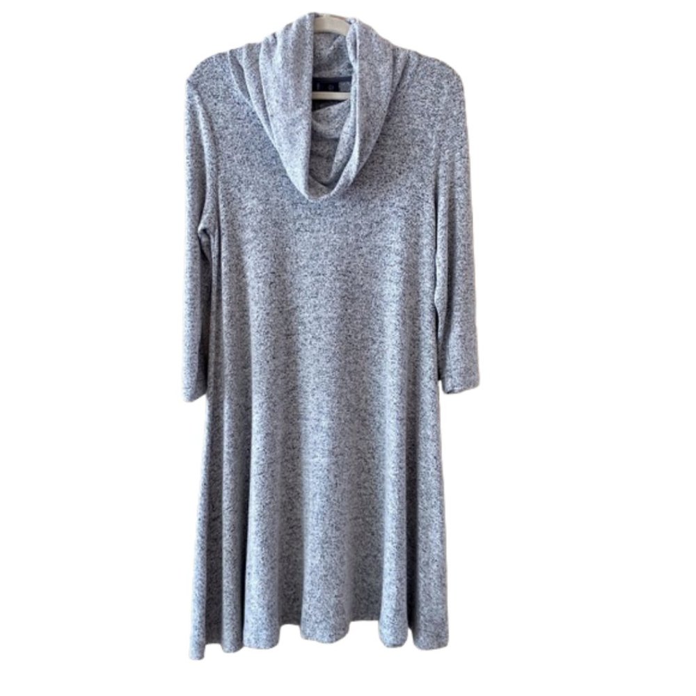 PARAPHRASE Cozy Gray Sweater Dress w/ Cowl Neck